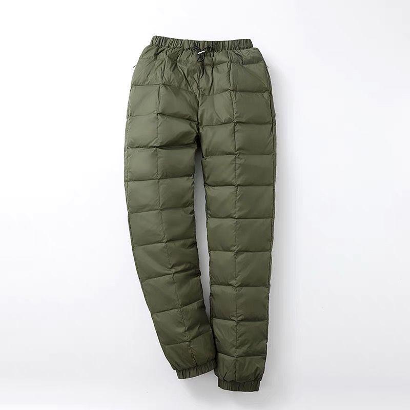 Women's High-Waist Fleece-Lined Warm Down Pants - Lightweight, Straight Leg, Perfect for Middle-Aged & Elderly Moms, Small Size (New).