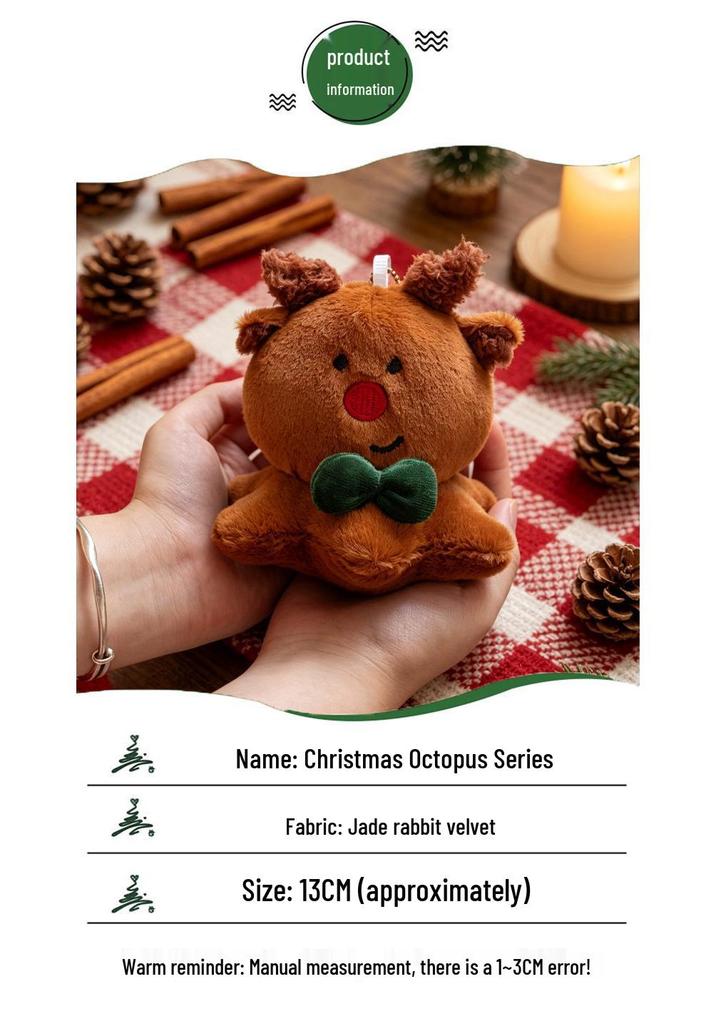 Neue Oktopus-Serie Weihnachts-Stoffpuppen: Niedliche Schneemann- & Lebkuchenmann-Dekorationen, Taschenanhänger, Festivalgeschenke