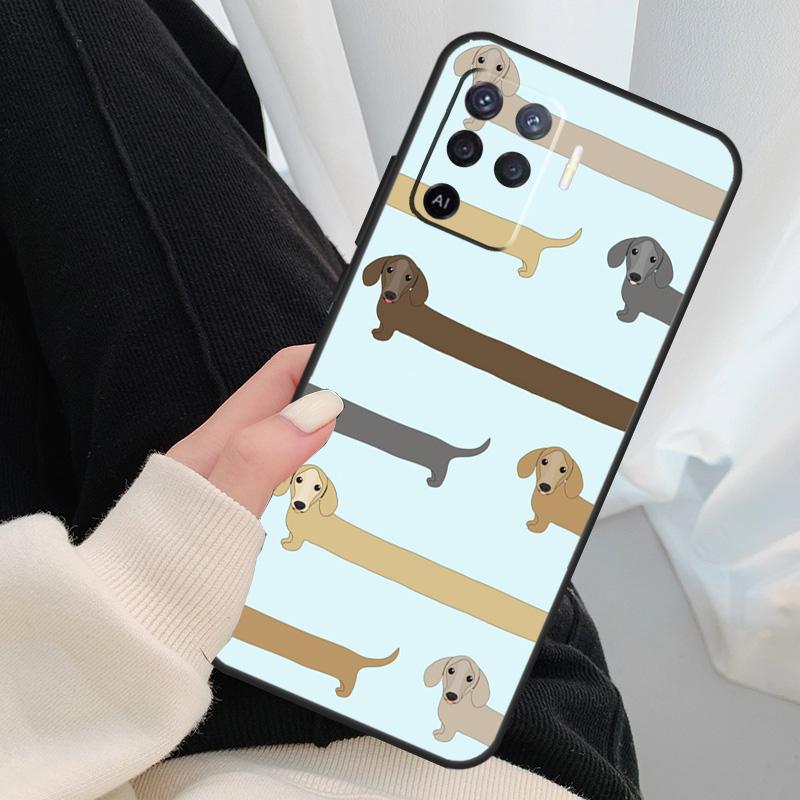 Cute Dachshund Sausage Dog Case For Oppo A40 A60 A80 A5 Pro A15 A16 A17 A57 A77 A94 A74 A54 A76 A96 A18 A38 A58 A78 A98