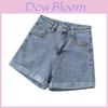 Basic-Baumwoll-Denim-Shorts für Damen, Sommer, hoher Bund mit umgeschlagenen Kanten, Freizeitkleidung