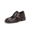 Yuanlitong retro British style loafers women's 2025 winter new belt buckle one pedal small leather shoes women's shoes