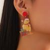 Jewelry Elk Pendant Cat Xmas Earrings Studs Fashion Quicksand Dangle Earrings  New Year