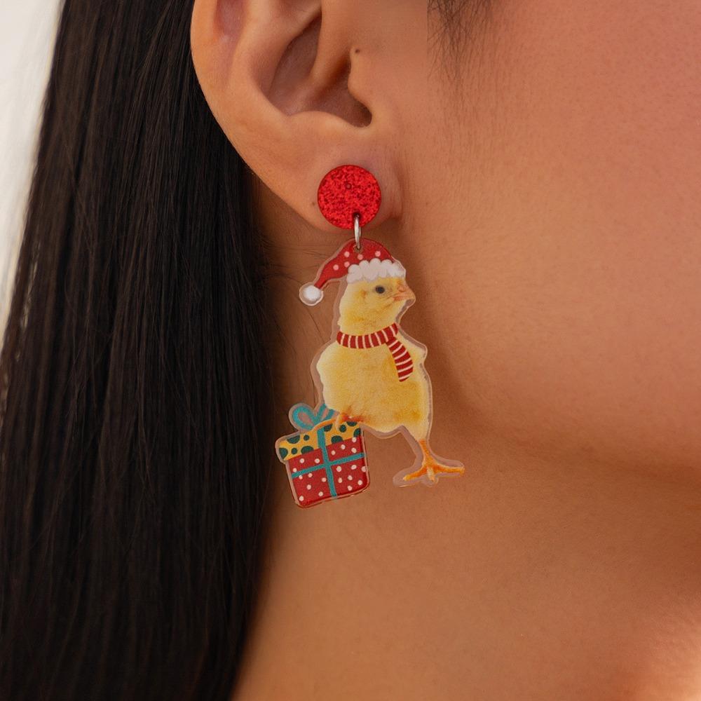 Jewelry Elk Pendant Cat Xmas Earrings Studs Fashion Quicksand Dangle Earrings  New Year