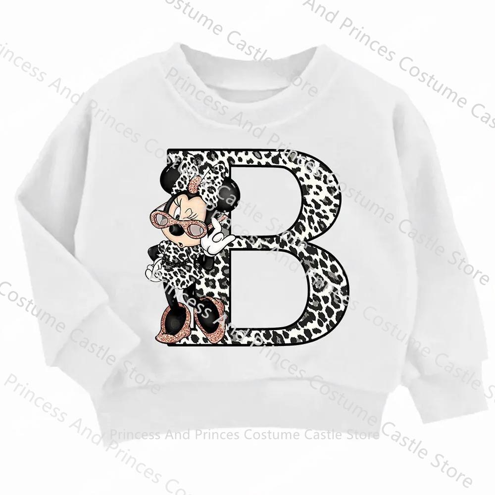 Children MINISO Minnie Hoodie Letter A B C D Kid Casual Clothes O-neck Pullover Little Baby Kawaii Cartoons Boy Girl Sweatshirts