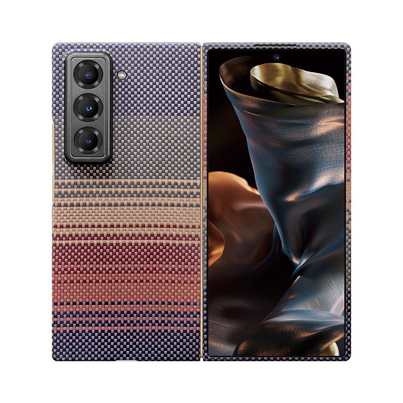 Applicable To Samsung W25 Real Kevlar Mobile Phone Case W25 High-end Business Aramid Fiber Anti-drop Magnetic Protective Cover