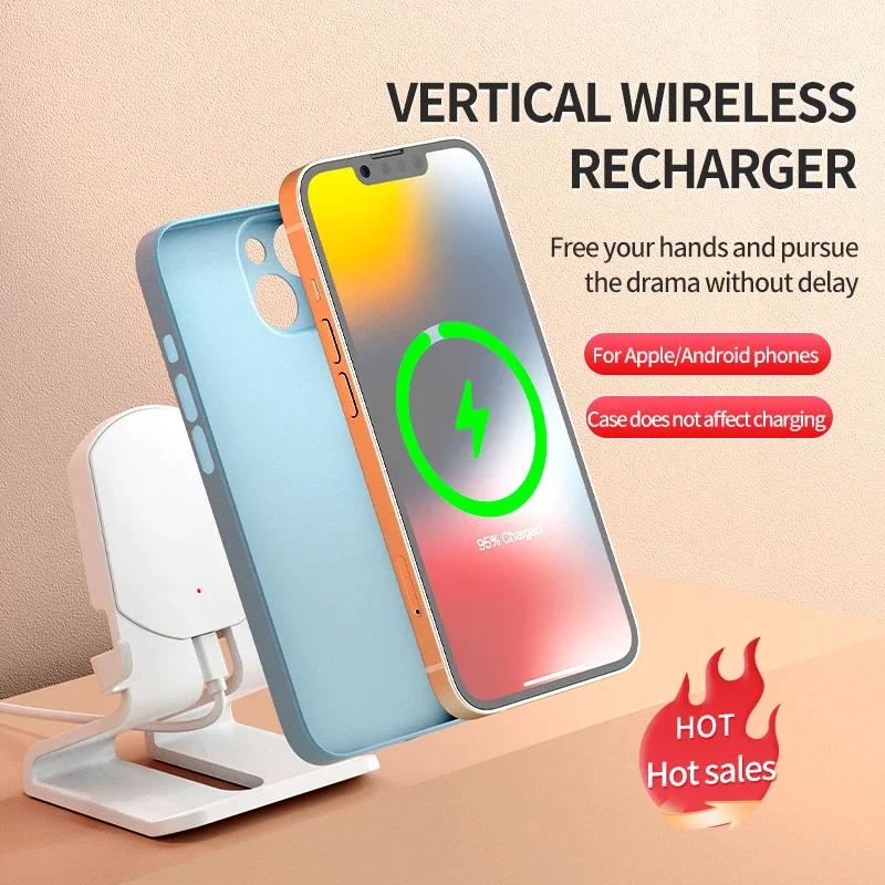 Wireless Charger Stand Desktop Mobile Phone Holder 15W Fast Charging Dock Station For iPhone 15 14 13 12 XR Pro Samsung Xiaomi