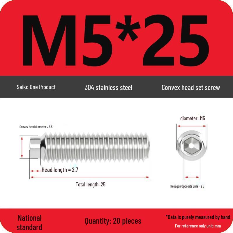 304 Stainless Steel Cup Point Grub Screw - Sizes M3 To M10