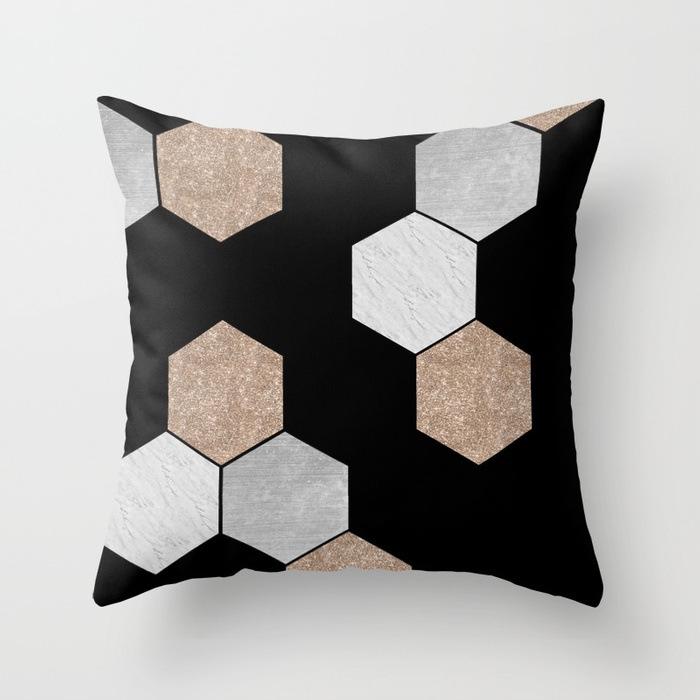 Fashionable and Simple Geometric Golden Peach Leather Velvet Pillow Case Car Sofa Cushion Pillow Backrest Lazy Man
