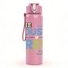 1PC Cousin Crew Color Letter Graphic,750ml Color Plastic Sports Water Bottle,Leakproof Flip Straw Lid,Suitable for Sports Office Home Use