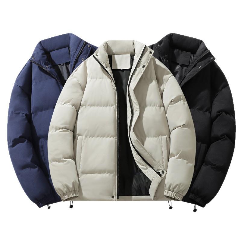 Unisex Cotton Padded Stand Collar Bread Coat - Autumn/Winter Casual Solid Color Jacket