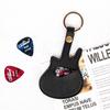 1Pc Leather Guitar Pick Bag Pick Holder Case Guitar Shape With Key Ring Guitar Accessories Instrument Accessories