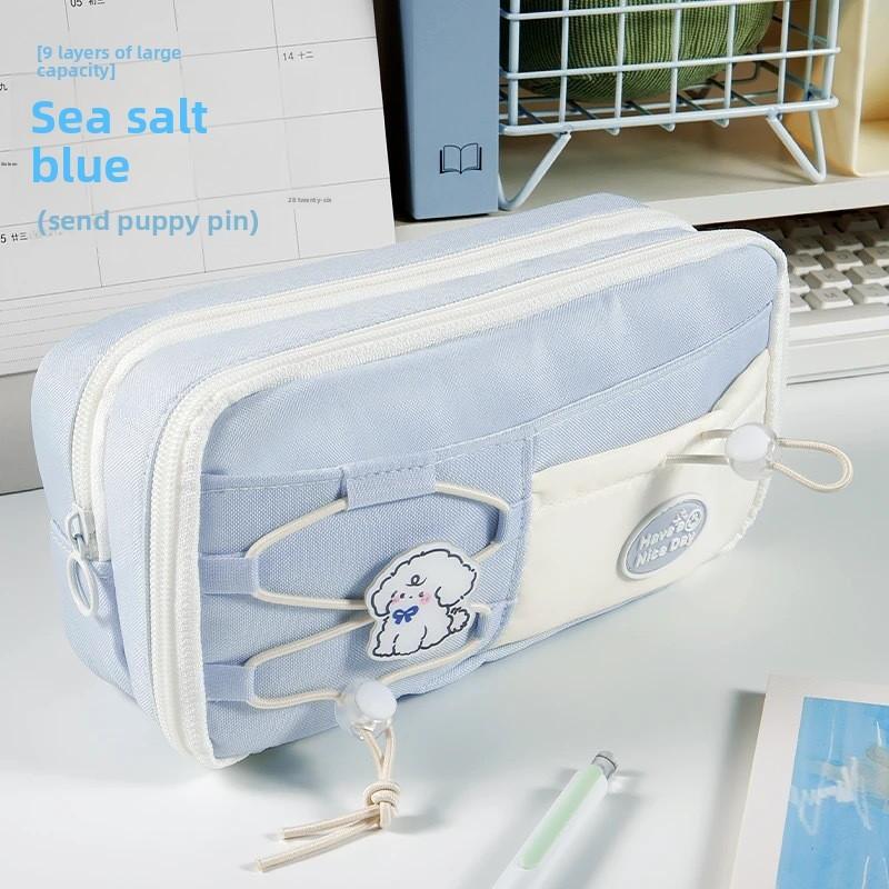 Traditional Pencil Case With Polyester Fabric And Cute Pins For Students And Office Use