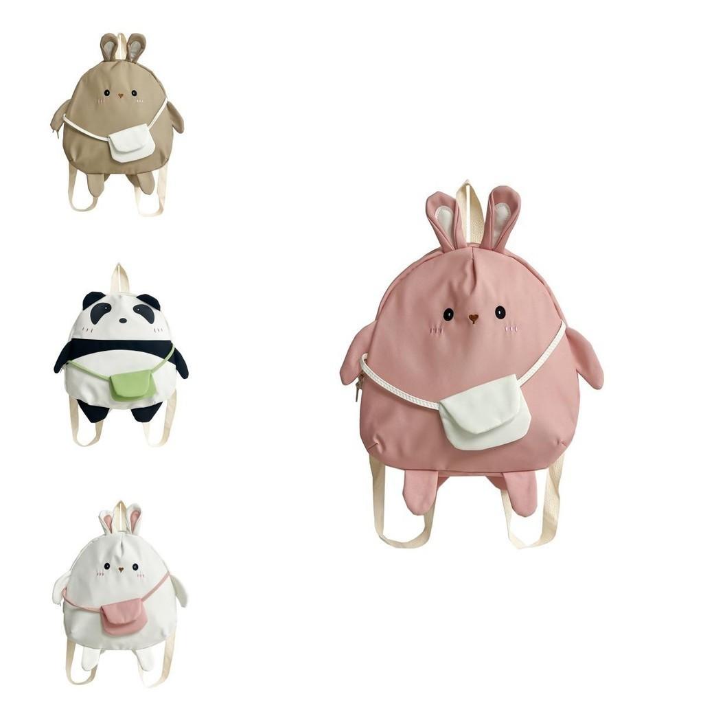 Adorable Cartoon Panda And Bunny Kids Backpack With Breathable Composite Fabric For Preschoolers