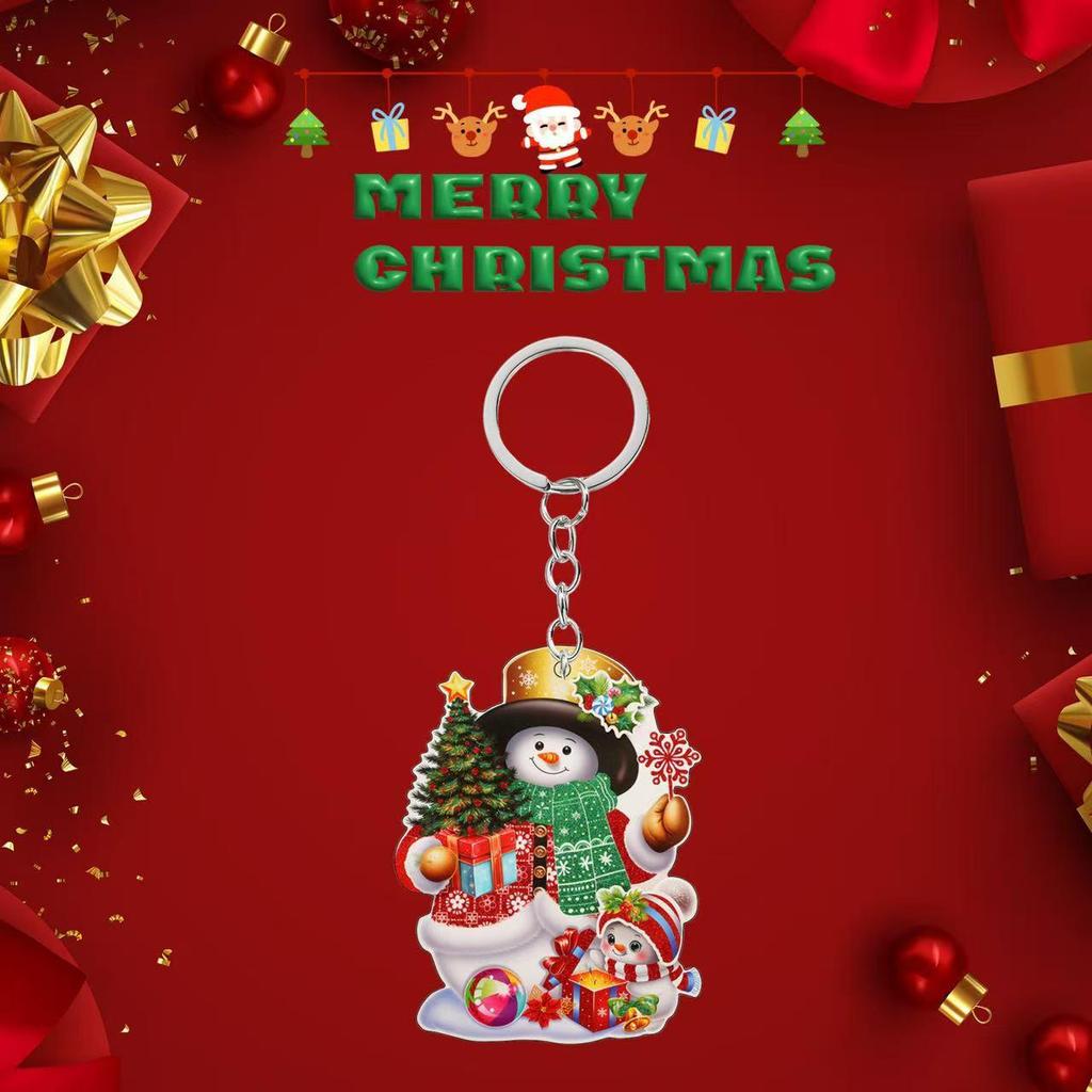 Acrylic 2D Christmas Keychain Pendant – Perfect Holiday Backpack Ornament