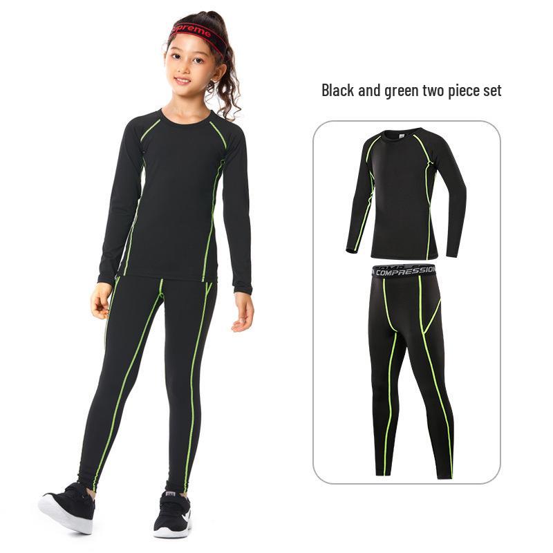 Boys' Quick-Dry Running Tights & Fitness Base Layer Set for Autumn/Winter