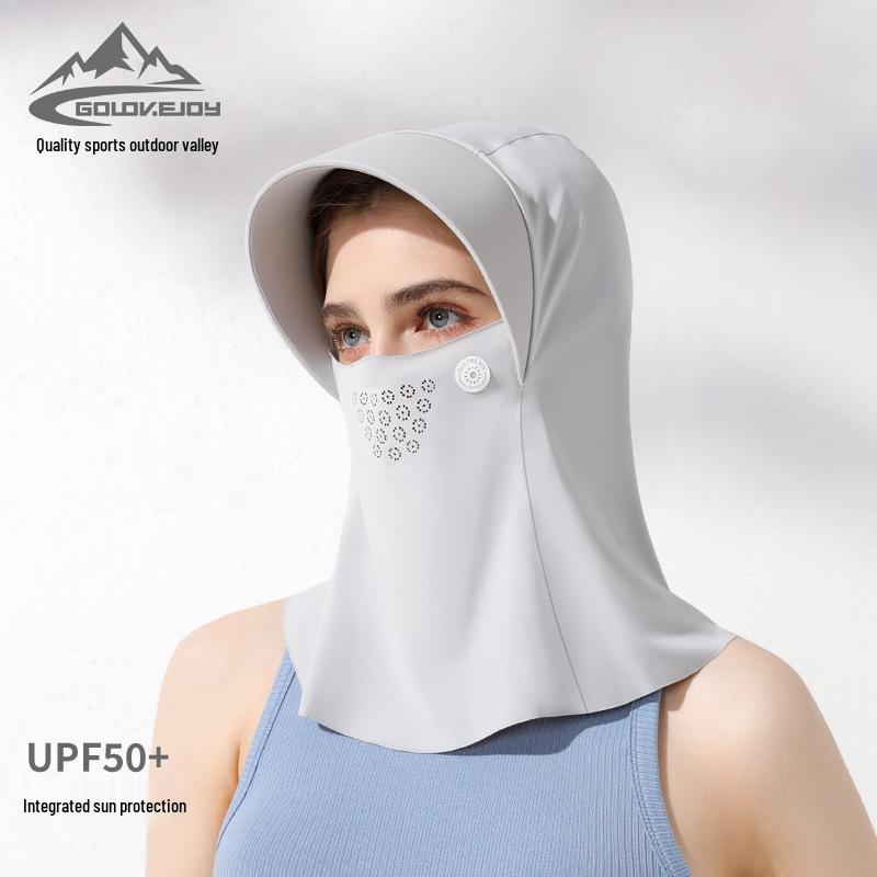 

Жіноча літня сонцезахисна маска для обличчя з капюшоном, крижаний шовк, дихаюча, з отвором для волосся - XTJ119 темно-сірий