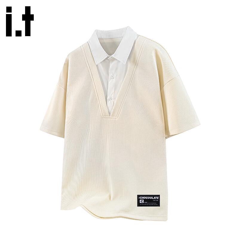 :CHOCOOLATEit Men's Faux Two-Piece Short Sleeve POLO Shirt