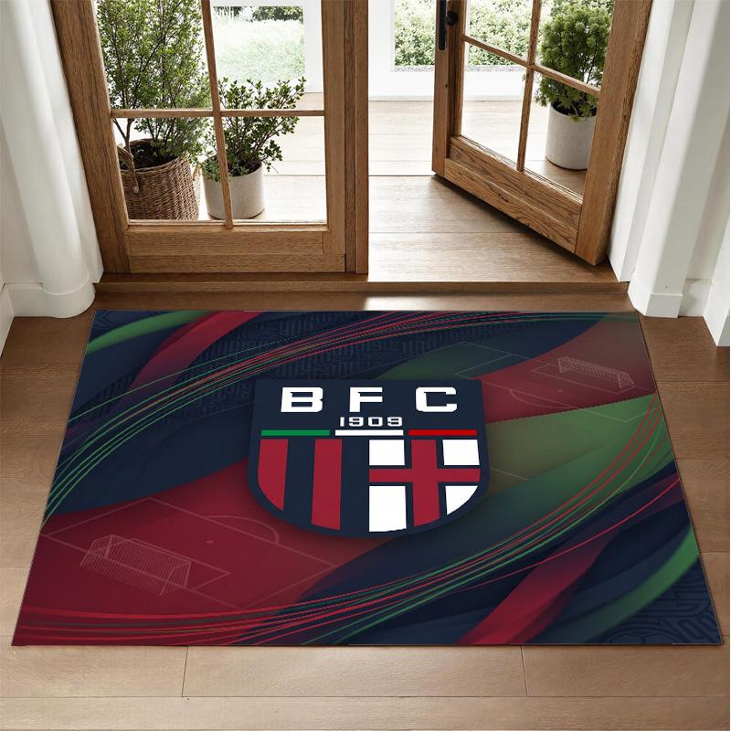 Bologna FC Design Crystal Velvet Rug Soft Decorative Mat for Bedroom Entrance