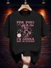 Grafisches T-Shirt - Marineblaues lässiges Kurzarm-T-Shirt mit Pinkem Pony Club & "I'm Gonna Keep On Dancing" Aufdruck