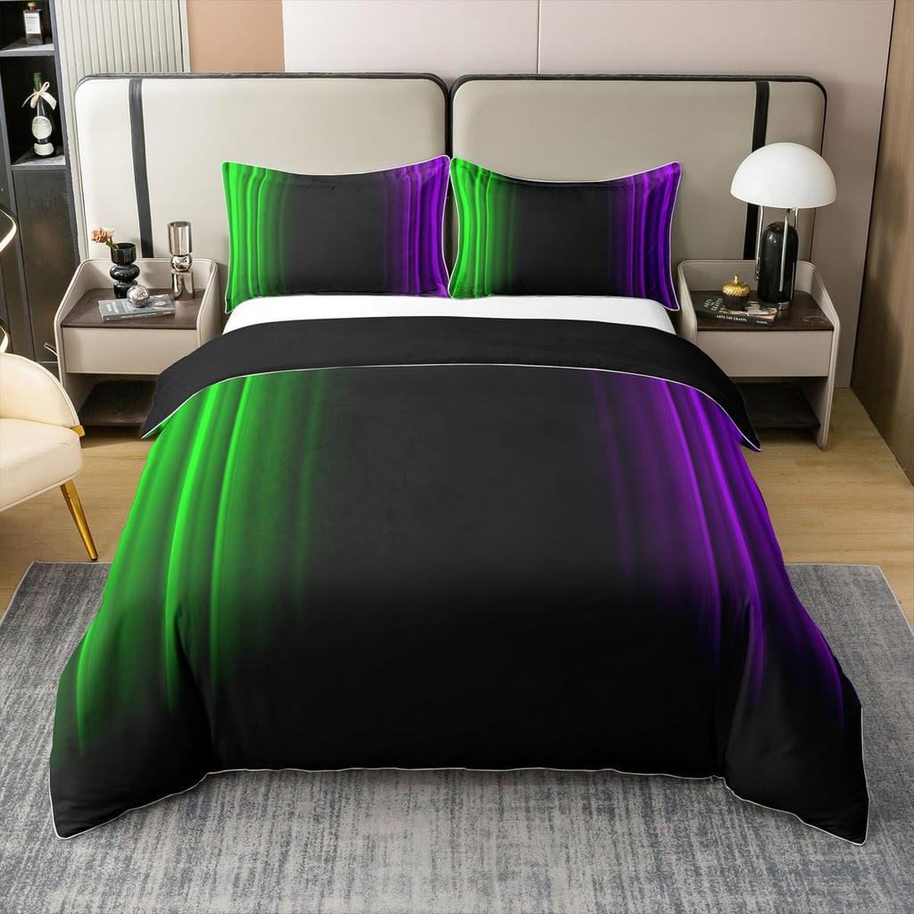 Colorful Gradient Duvet Cover Queen King Size Green Purple Cyan Bedding Set 3-Piece Set Suitable For Kids Boys Girls Teenagers