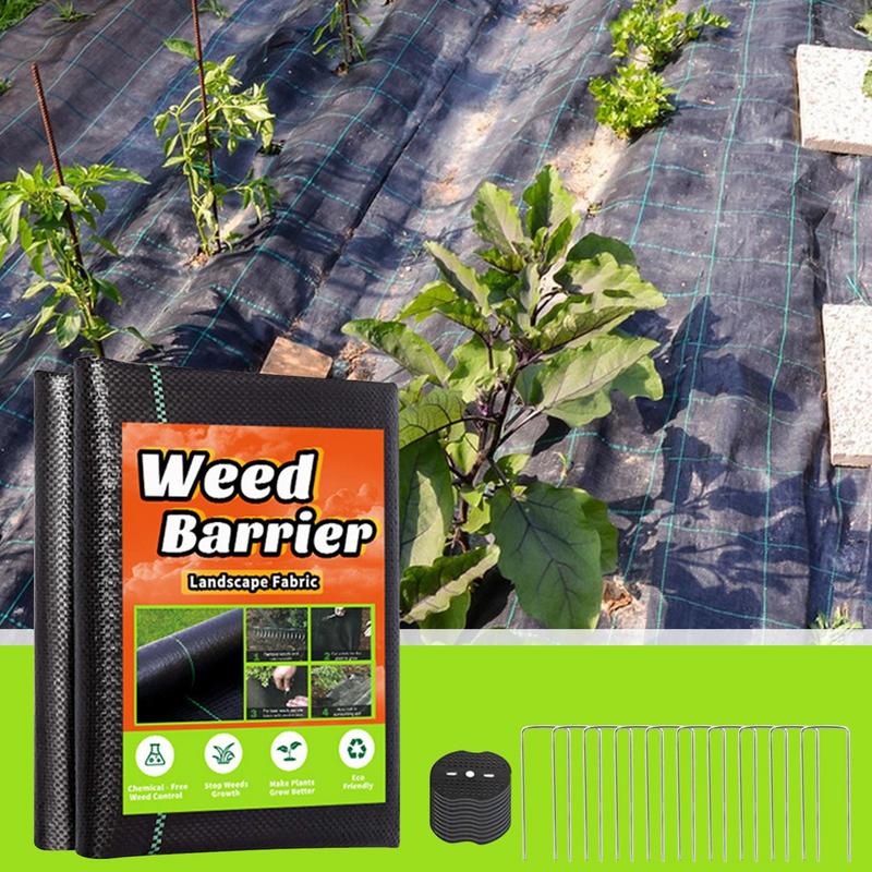 Landschaftstuch 3x32 Fuß Gewebte Barriere-Matte Gartenarbeit Grasblocker Mit U-förmigen Befestigungsheringen Für Garten Landschaft Hof Rasen