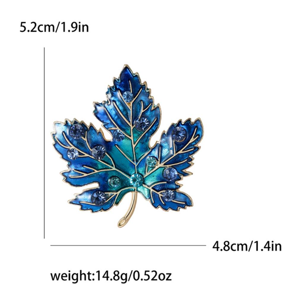 Fashionable maple leaf enamel gem brooch, women's anti-exposure pin, fixed clothes metal buttons, wedding party gifts