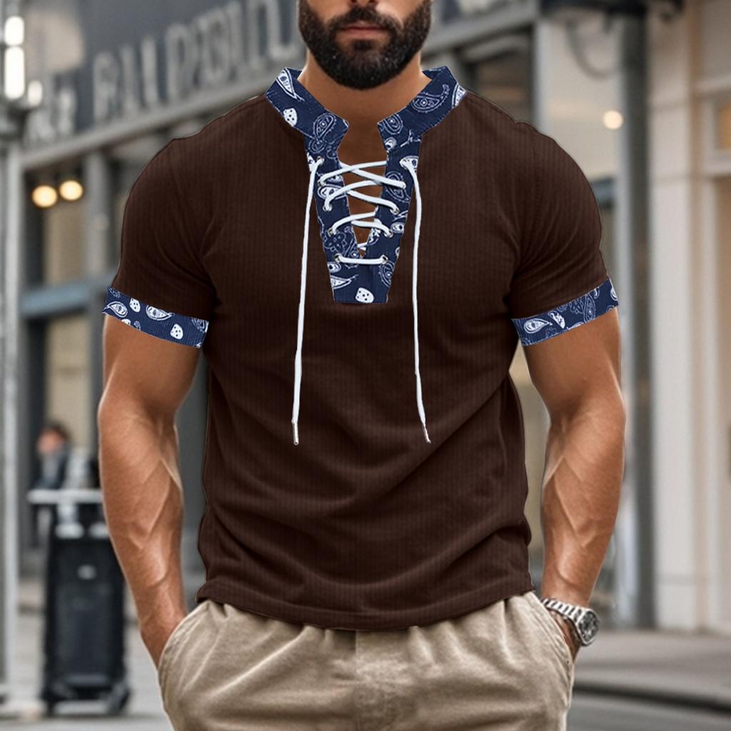 Summer Men Strap Corduroy Short Sleeve T-shirt Men