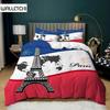 Eiffel Tower Duvet Cover Set King Paris Eiffel Tower Blue White Red Bedding Set Polyester World Famous Architectural Quilt Cover