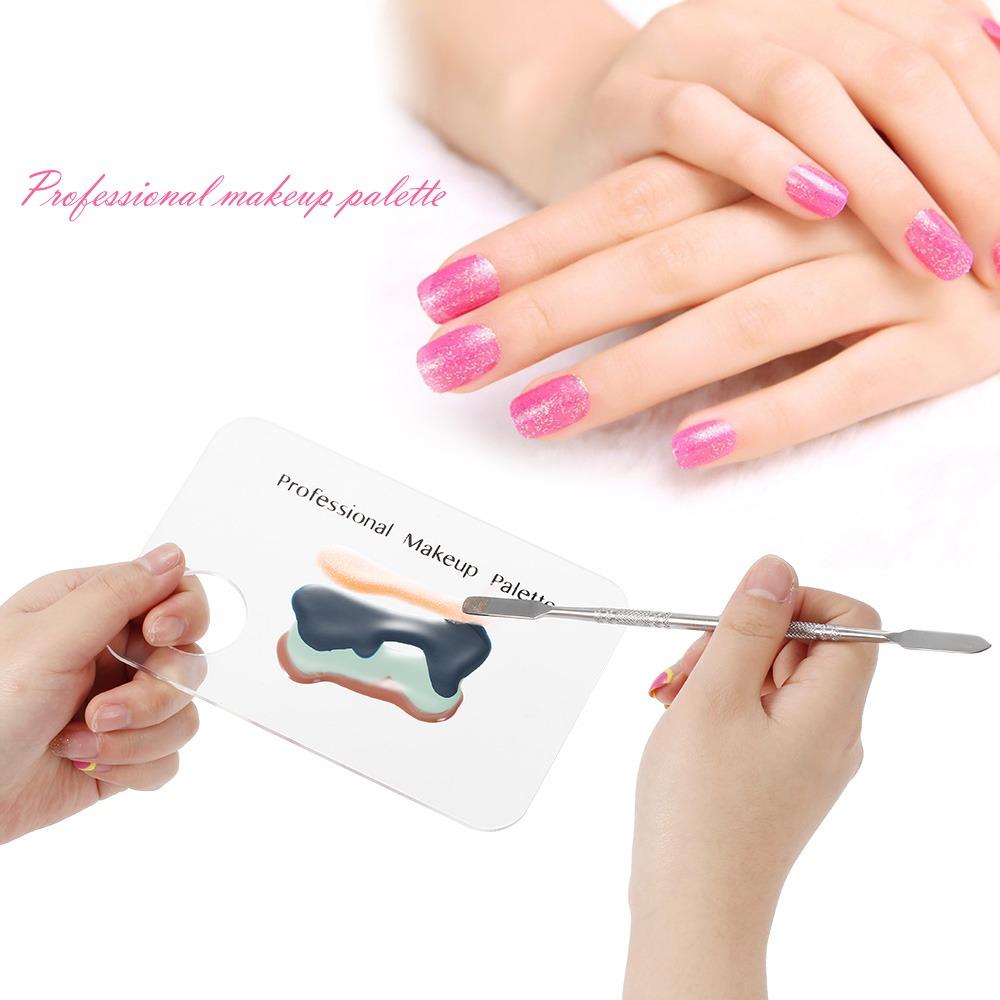 Stainless Steel Nail Art Palette With Spatula Tool Stainless Steel Palette  For Pigment Blending