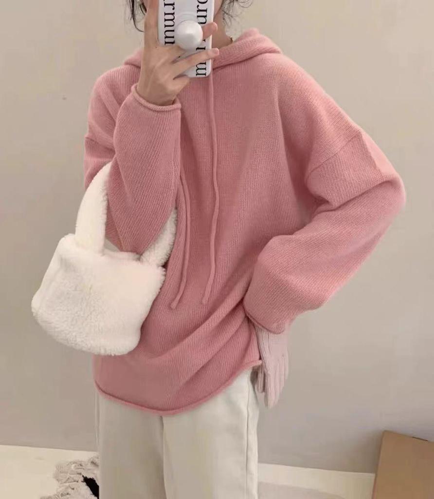 2025 A/W Women's Pure Wool Hooded Pullover - Casual, Soft, and Cozy.