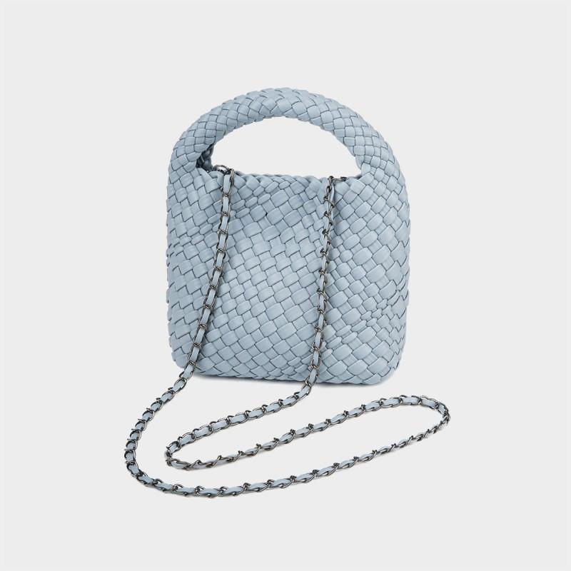 Handwoven Bucket Bag Women Small Tote Shoulder Crossbody Soft PU Leather Daily Use