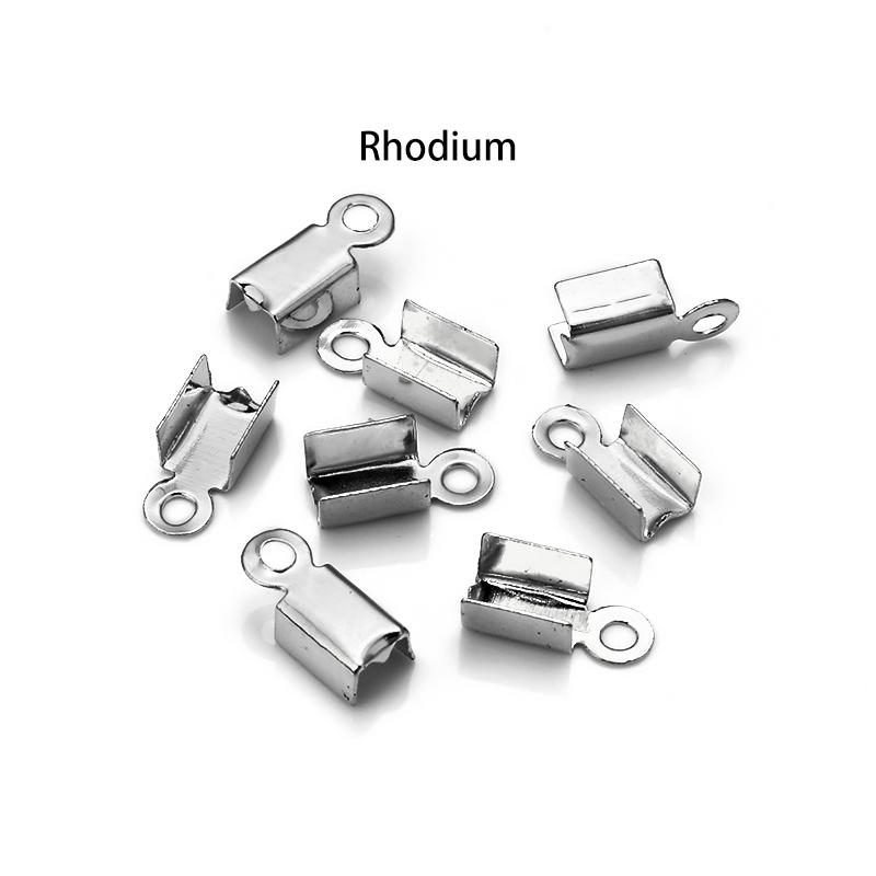 200 Stück/Los Quetschperlen Abdeckkappen Schnur-Endkappen Kordelband Lederclip Faltverschluss Für Schmuckherstellung DIY Halsketten-Verbinder