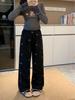 Women's Plus Size Retro Corduroy Rabbit Embroidery Straight-Leg Pants for Autumn Winter