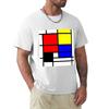 Mondrian Style Art Deco Design In Basic Colors Tshirt Stain Resistant Casual Tee