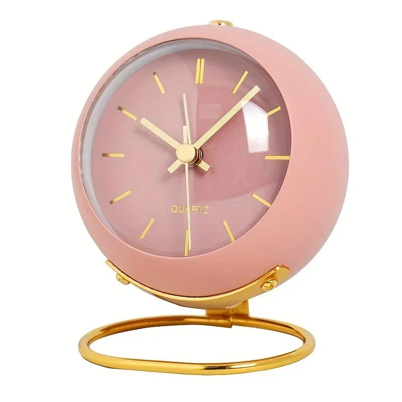 

New Simple Alarm Clock Desktop Bedside Student Electronic Table Clock Mute Night Light Pointer Clock (without Battery) розовый