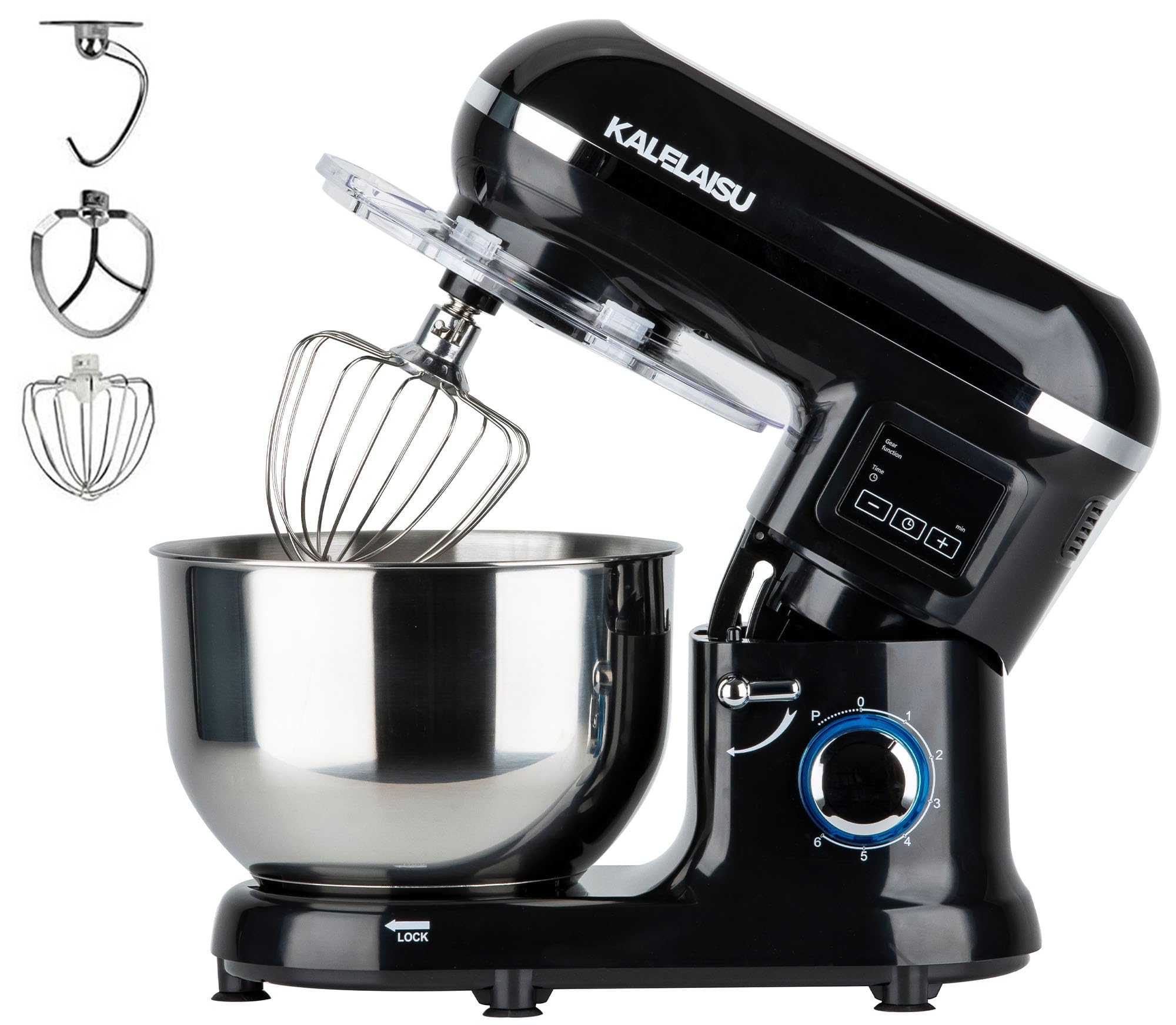 

KALELAISU Stand Large 99 Minute Timer 3 Types of Bread Knead 7 Speed Low Noise 3 Functions in Home Commercial 1200W High Power Tabletop Commercial чорний