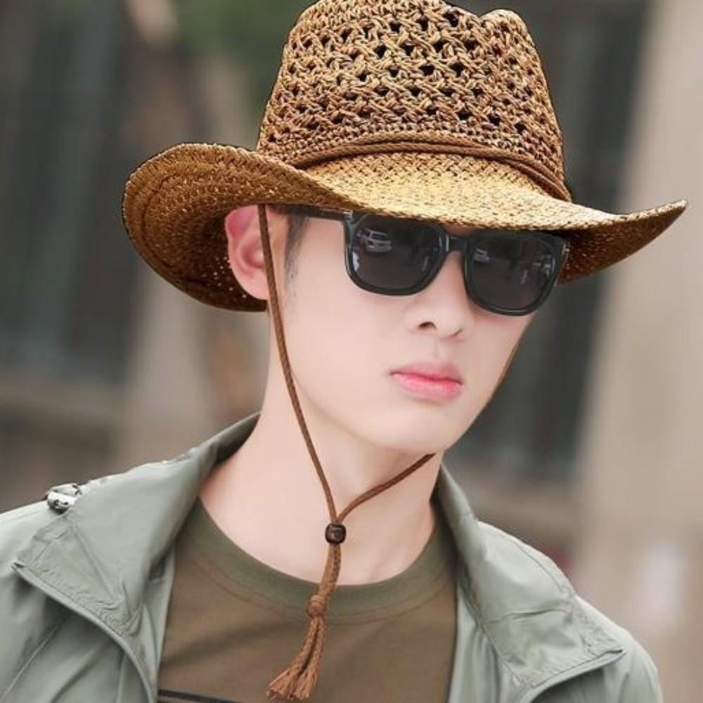 Ethnic Style Western Cowboy Hat Solid Color Cowgirl Visor Cap Classic Fisherman Hat  Climbing
