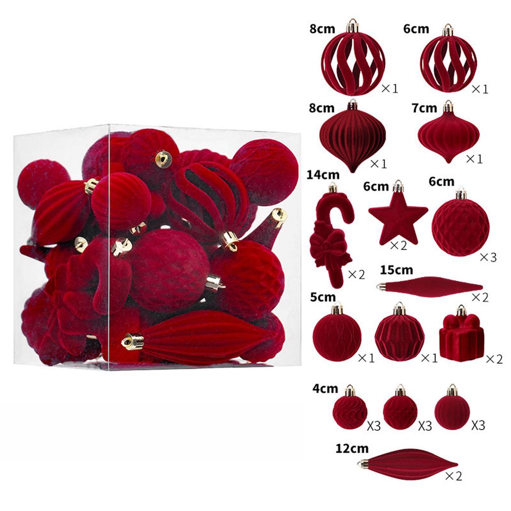 28-piece Christmas Decoration Set, Premium Flocked Christmas Ball Set, Christmas Tree Ornaments, Hanging Decorations, Scene Decorations.