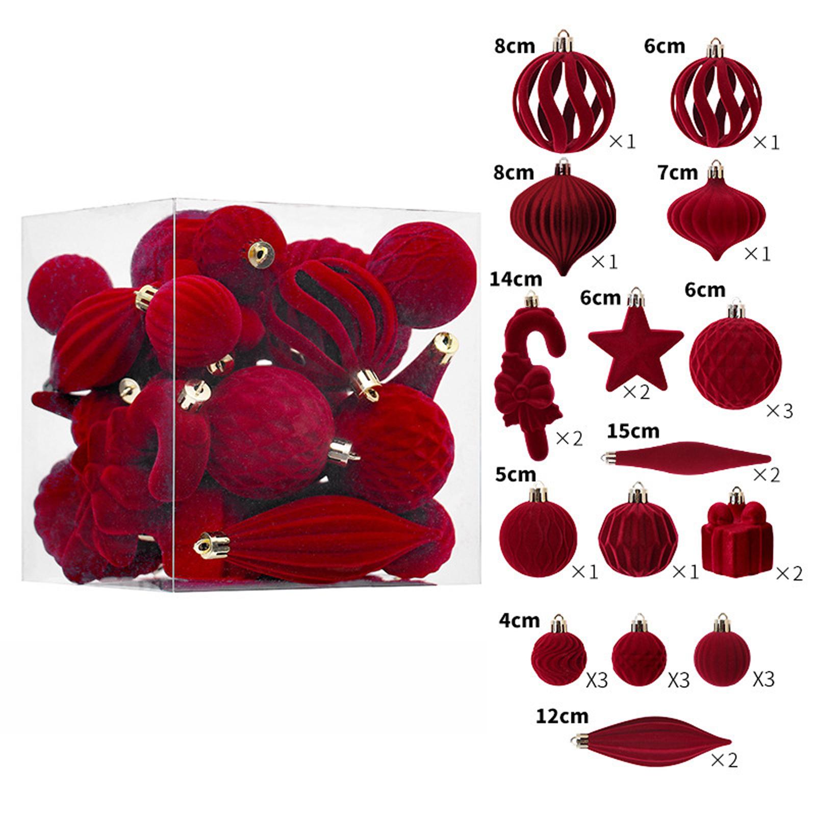 

Набор рождественских украшений из 28 предметов, Набор рождественских шаров премиум-класса с флокированным покрытием, Украшения для рождественской елки, Подвесные украшения, Декорации для сцены. One Size винный