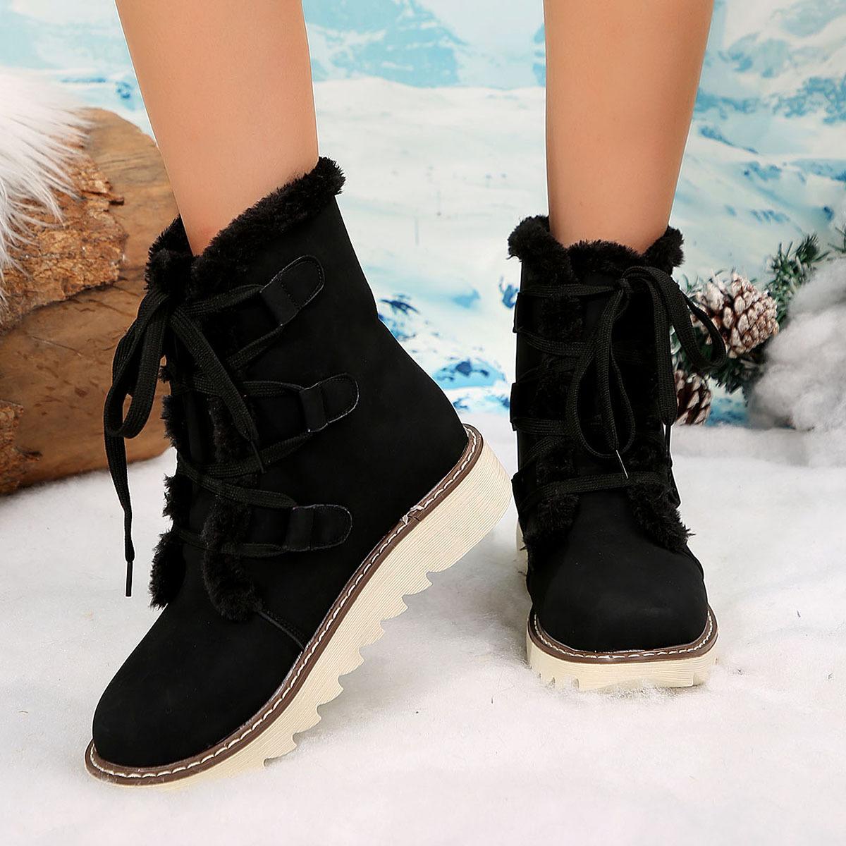 

Новые ботинки Martin с толстой подошвой и плоским дном, зимние ботинки, утепленные и ворсистые производители, поставка обуви, зимняя женская хлопковая обувь 36 чёрный