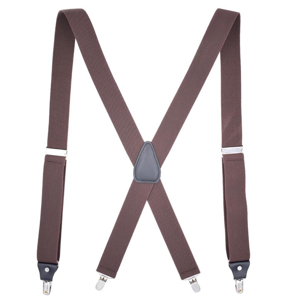 Men Adjustable X-Back Suspenders Elastic 4 Strong Clips Heavy Duty Trouser Braces