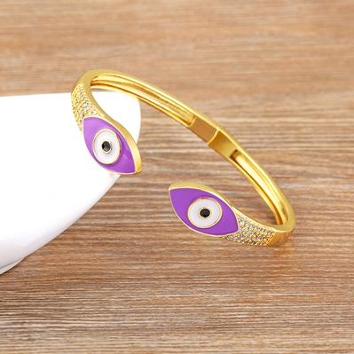 Nidin High Quality Lucky Evil Eye Bangles Bracelets for Women Girl Mutiltype Classic Colorful Enamel Boho Adjustable Jewelry