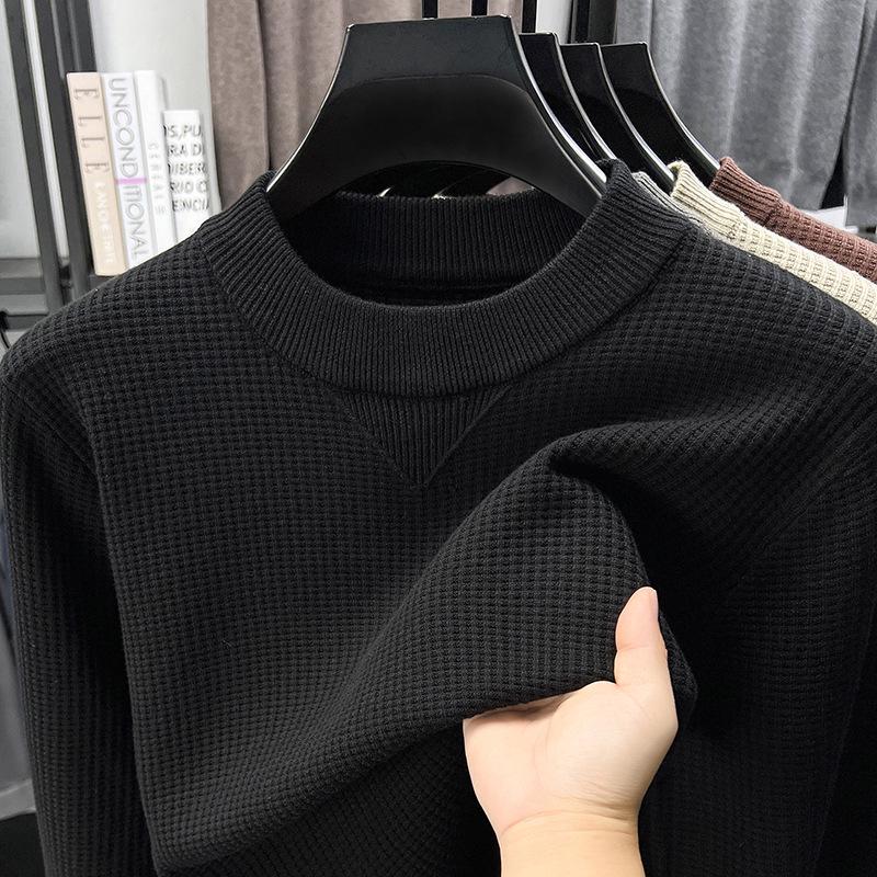 Men's Douyin Bestseller Autumn/Winter Knitwear: Trendy Round Neck Solid Color Jacquard Thick Sweater