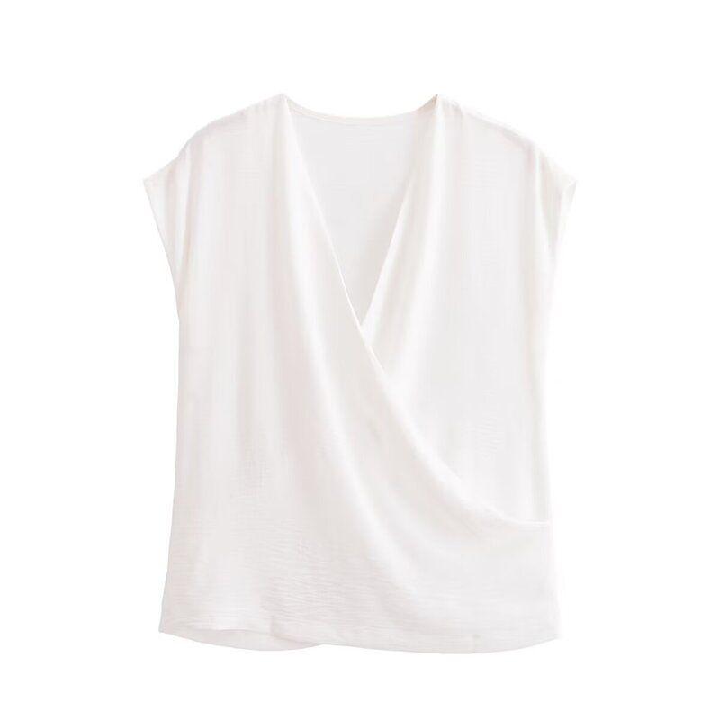 Fashion Style 2024 Summer New Arrival Women's Stylish Fashion All-Match Three-Color Vertical Double Breasted Tops 0264170