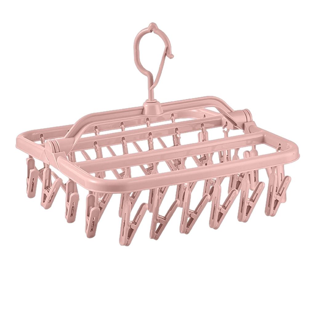 Foldable Drip Hanger with 32 Clips - Plastic Hanging Drying Rack for Clothes Underwear Socks