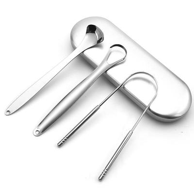 Oral Hygiene Care Tools Stainless Steel Tongue Scraper Tongue Cleaner Set