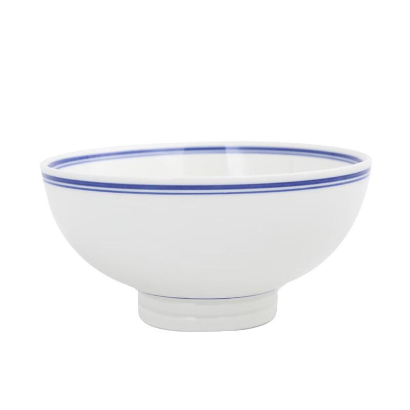 8-inch Korean Style Ceramic Noodle Bowl with Blue Line