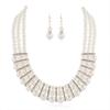 European and American popular hot-selling short fashion imitation pearl multi-layer collar women's necklace earrings two-piece set women's