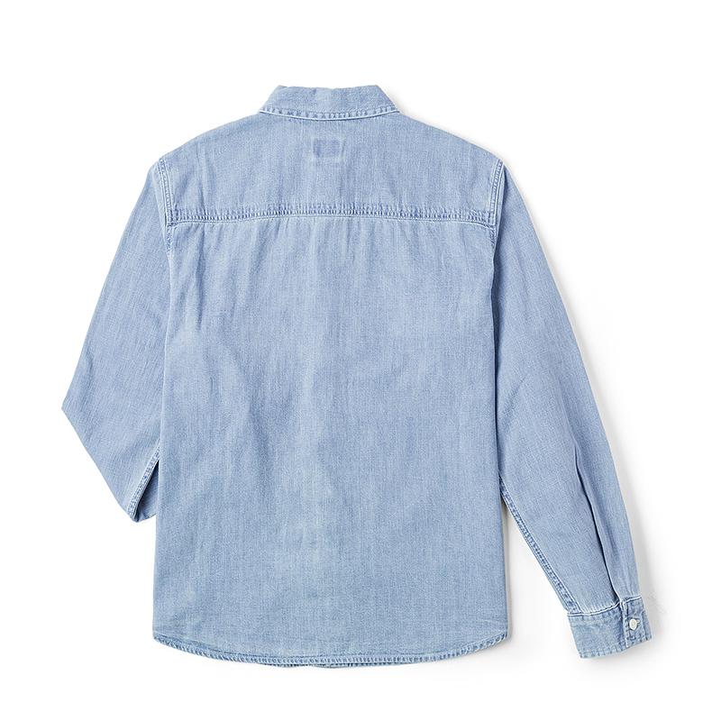 FW24 Mall Style Autumn Winter Comfortable Version Small Embroidery Logo Detail Long Sleeve Denim Shirt Men shirts Light-Blue LMT0088426VC00FA07229