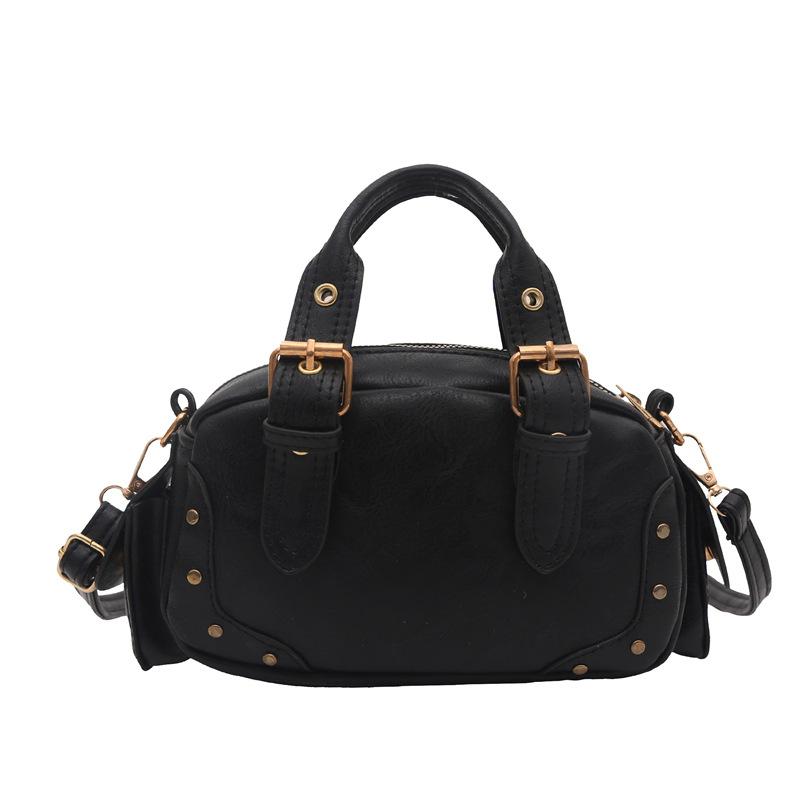 Сумка женская весенняя новая женская мода ретро портативная сумка для мотоциклиста нишевый дизайн плечевая сумка-мессенджер чёрный